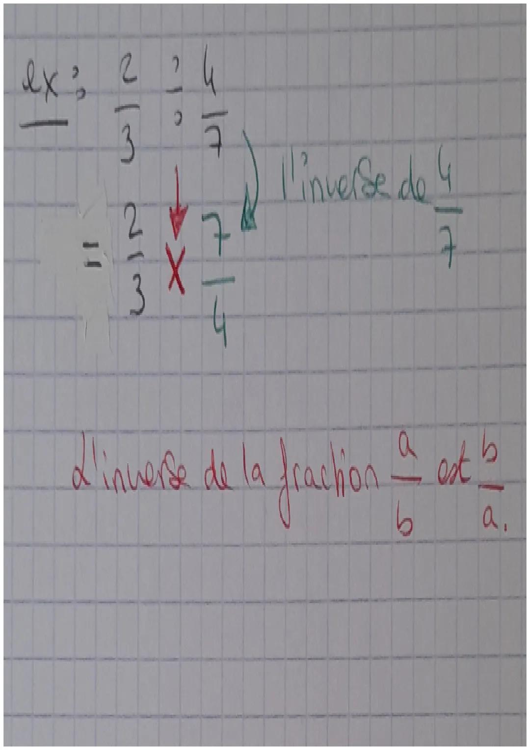 # DIVISION DE FRACTIONS
Mathématique
Diviser par un nombre, revient à
mutipliet par son nombre inverse.
Deux nombres inverses:
- Deux no