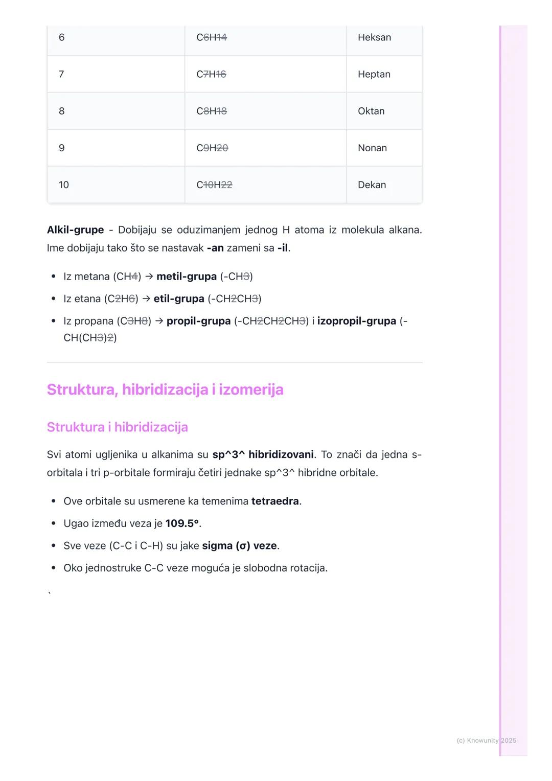 # Alkani
Uvod u alkane i opšte karakteristike
Alkani su zasićeni ugljovodonici. To znači da sadrže samo atome ugljenika (C)
i vodonika (H)