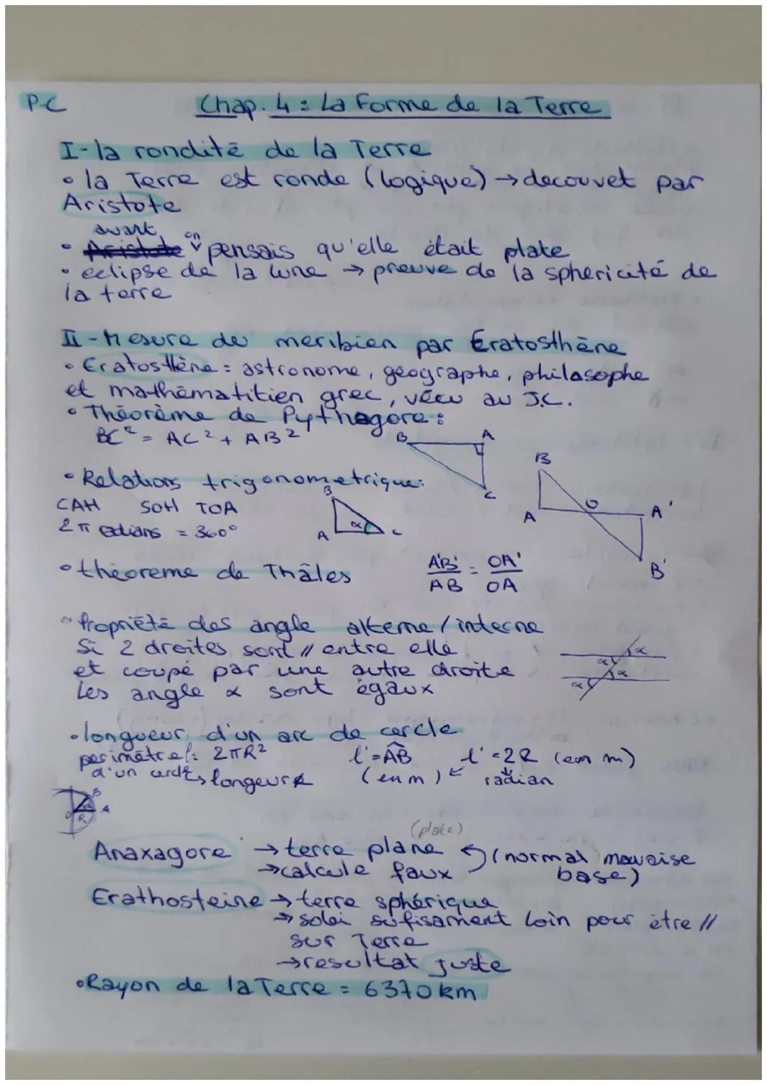 PC
Chap. 4: La Forme de la Terre
I-la rondité de la Terre
• la Terre est ronde (logique) decouvet par
Aristote
swart
Aristote pensais qu'ell