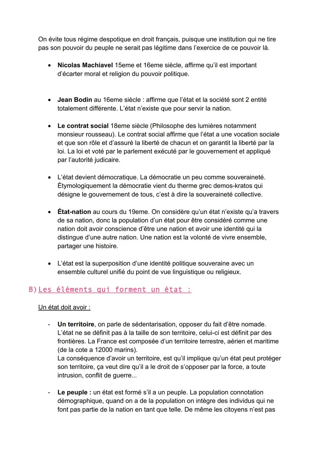 L'etat et son organisation
1. Qu'est-ce qu'un état :
A) Définition :
- L'état est une « communauté d'hommes, fixée sur un territoire prop