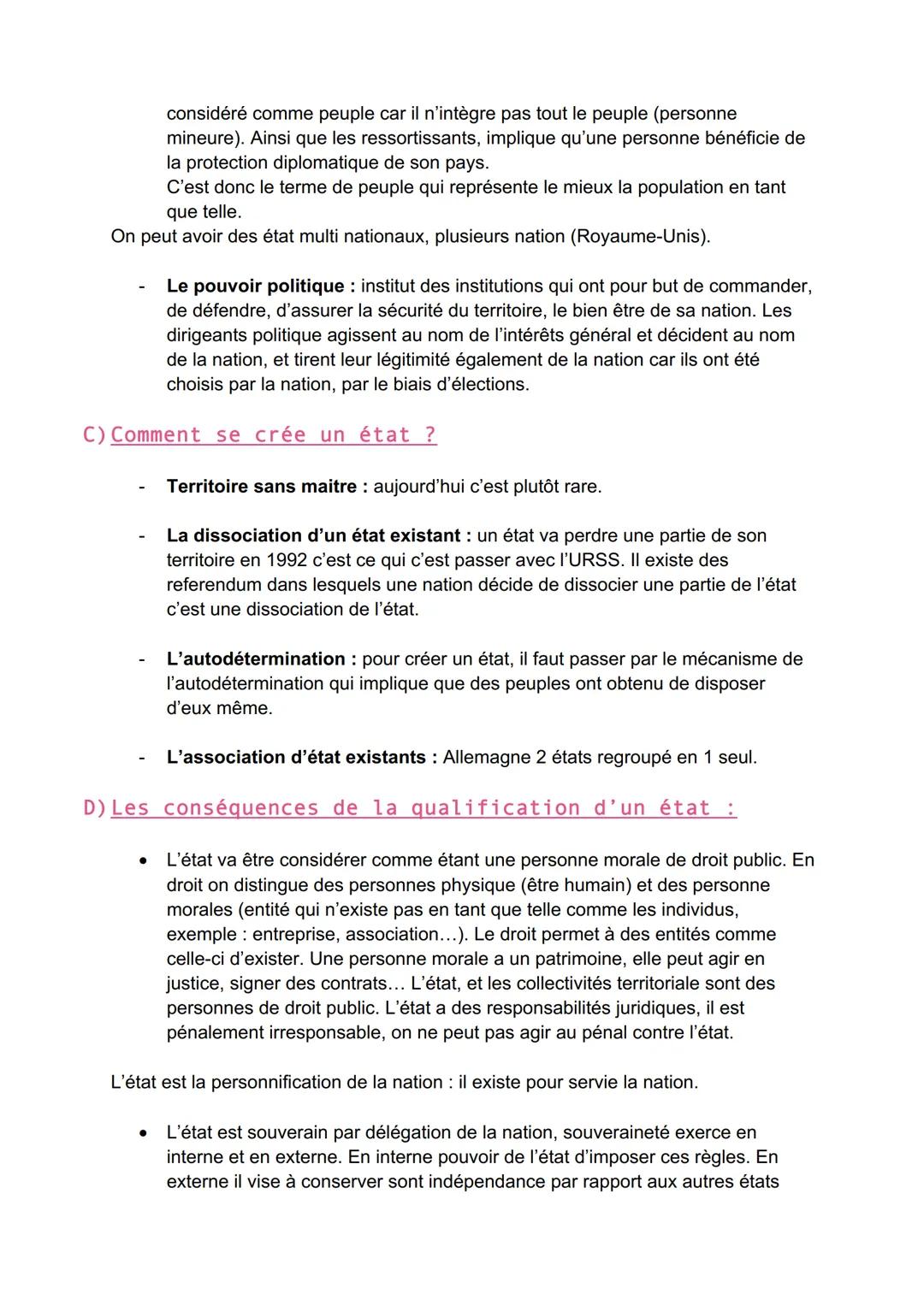 L'etat et son organisation
1. Qu'est-ce qu'un état :
A) Définition :
- L'état est une « communauté d'hommes, fixée sur un territoire prop