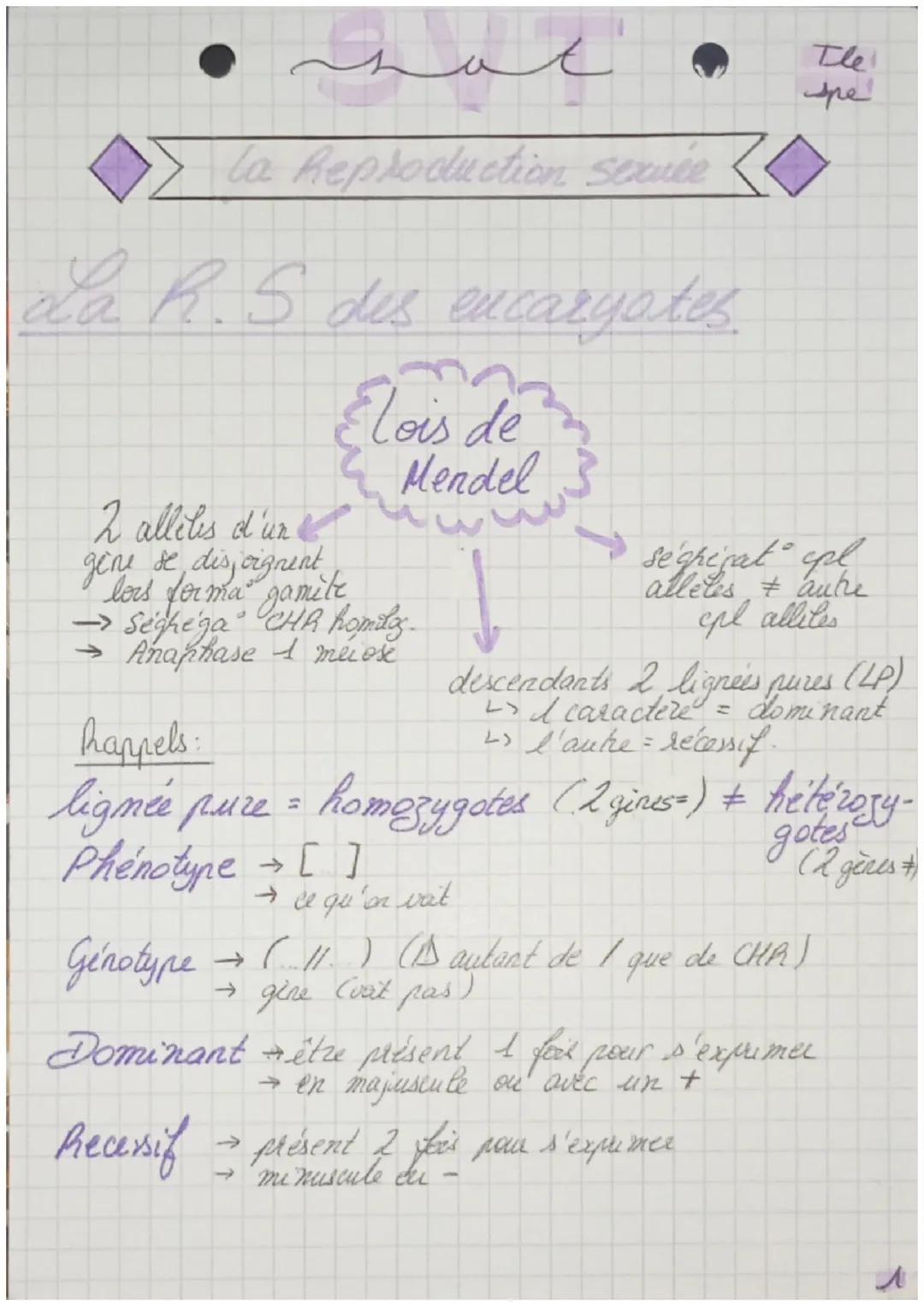 La reproduction sexuée
