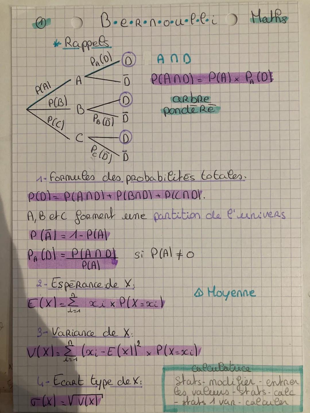 O
P
Il y a:- un succès S de probabilite
-len échec 5 de probabilite 1-P
Р
O
Schema de Bernoulli
S
épreuve de Bernoulli?
experience qui admet
