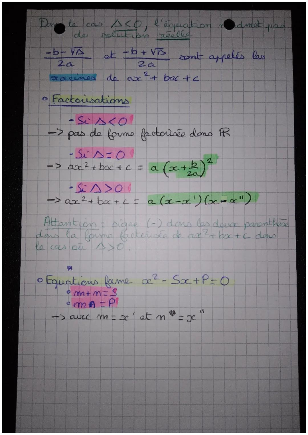 Maths
Fonction polynome do 2nd
> definie
sur R
-> forms: f(x) = ax² +bx+c
->AZO
270
• Forme canonique de f
O
→ definie sur IR
-> f(x) =
x =