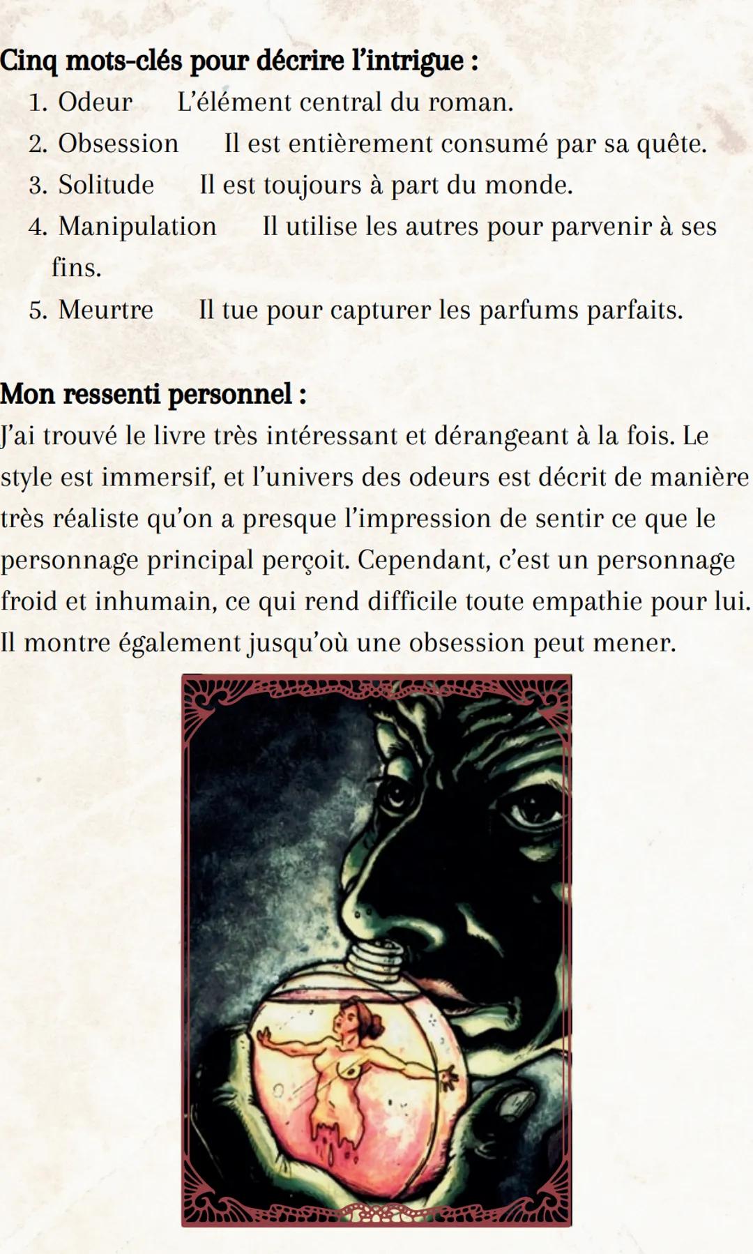 Patrick Süskind - Le Parfum
1) Éléments essentiels :
Présentation générale de l'œuvre :
Titre: Le Parfum
Auteur/autrice: Patrick Süskind
Dat