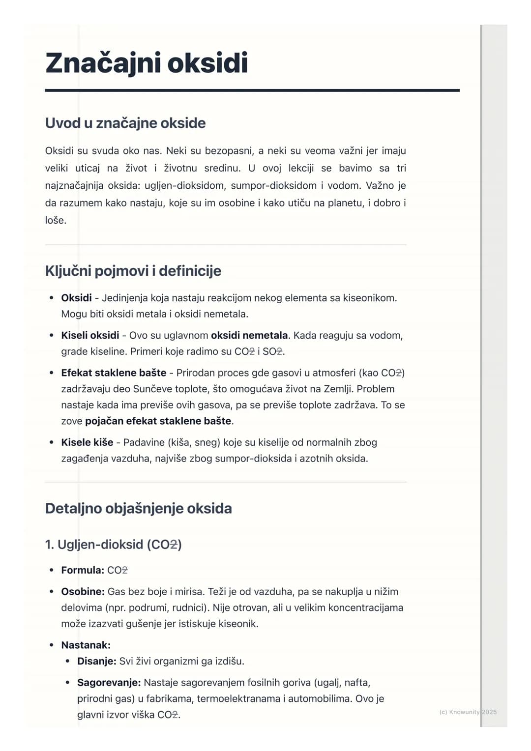 # Značajni oksidi
Uvod u značajne okside
Oksidi su svuda oko nas. Neki su bezopasni, a neki su veoma važni jer imaju
veliki uticaj na živo