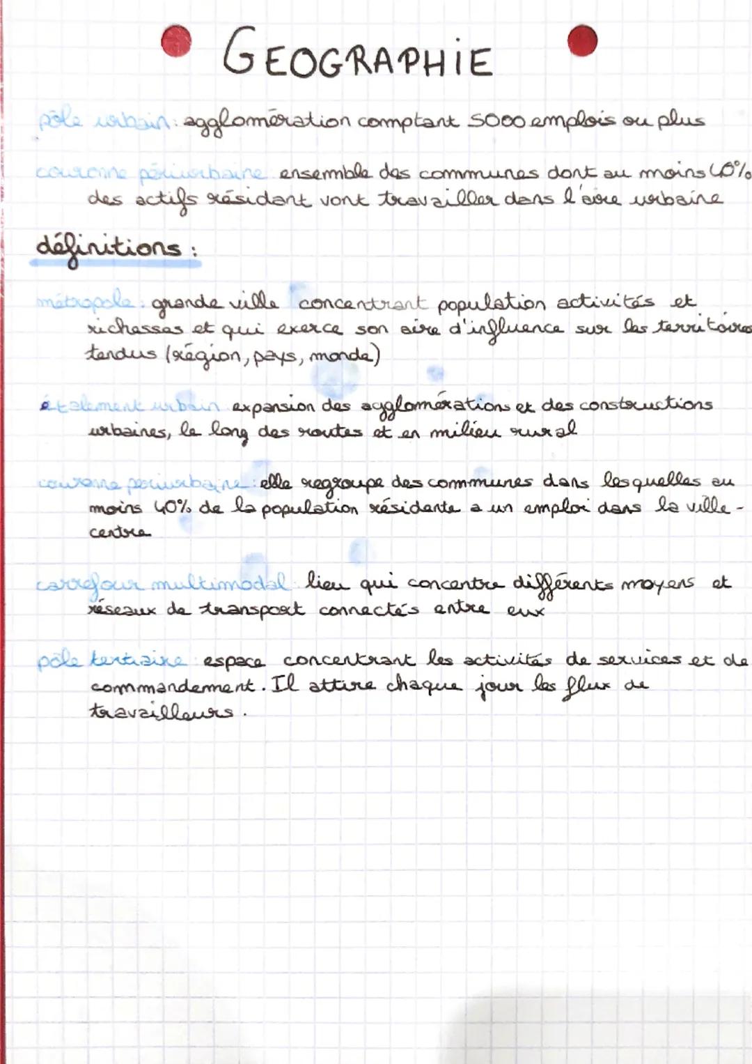 •
GEOGRAPHIE
les aires urbaines, géographie d'une France
mondialisée
les 10 premières aires urbaines:
1- Paris
2-Lyon
3-Aix-Marseille
4-Toul