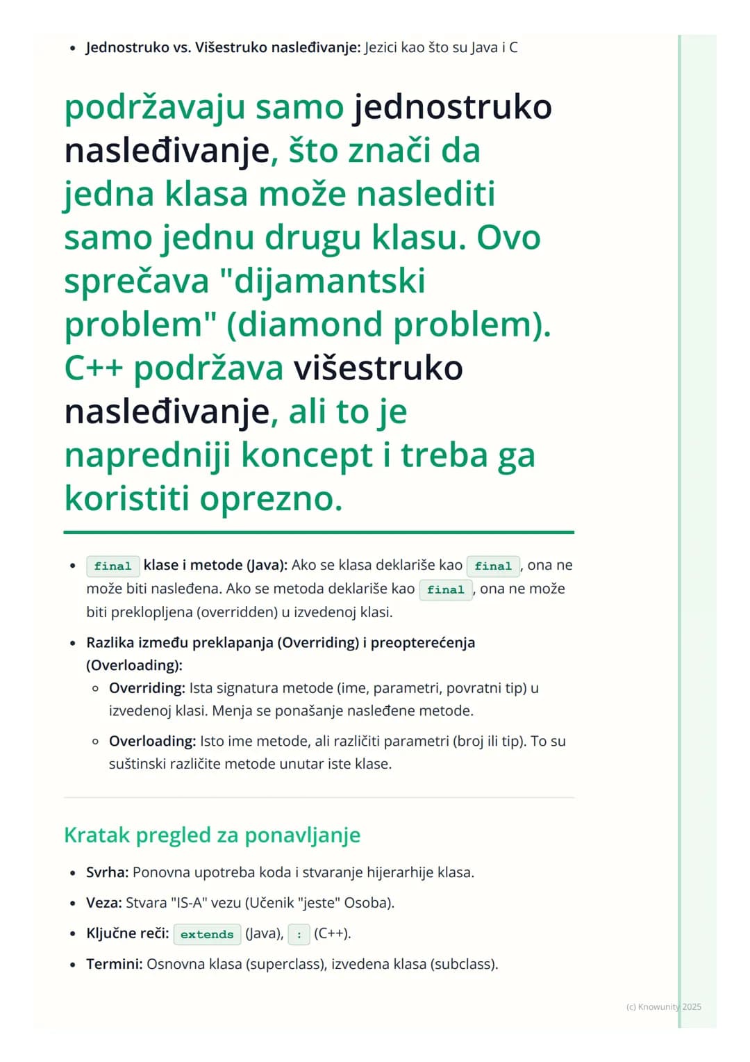 # Nasleđivanje
Uvod u nasleđivanje
Nasleđivanje je jedan od osnovnih stubova objektno-orijentisanog
programiranja (OOP), pored enkapsulaci