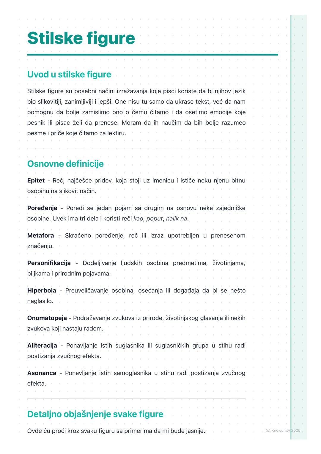 # Stilske figure
Uvod u stilske figure
Stilske figure su posebni načini izražavanja koje pisci koriste da bi njihov jezik
bio slikovitiji,