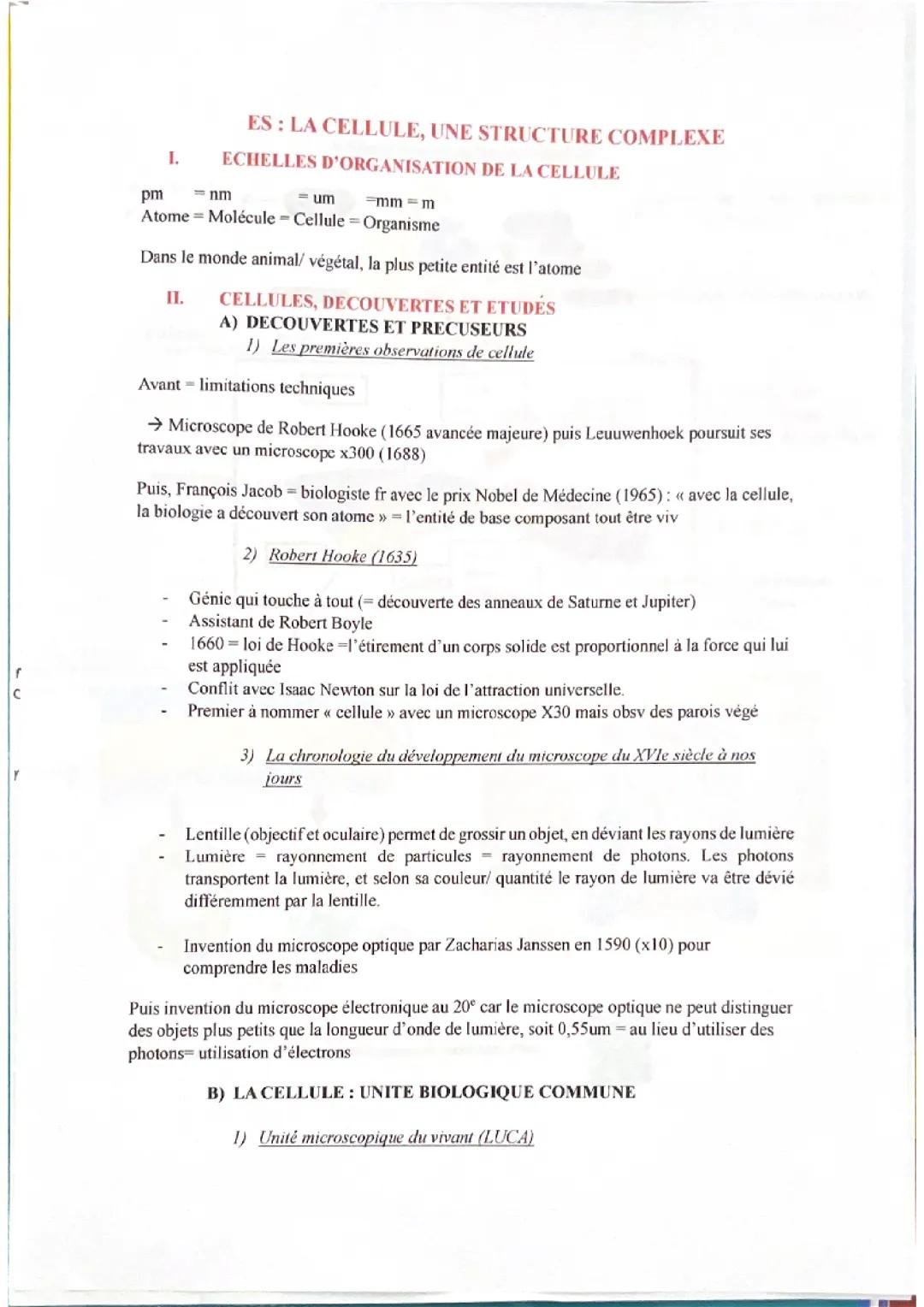 La cellule, une structure complexe