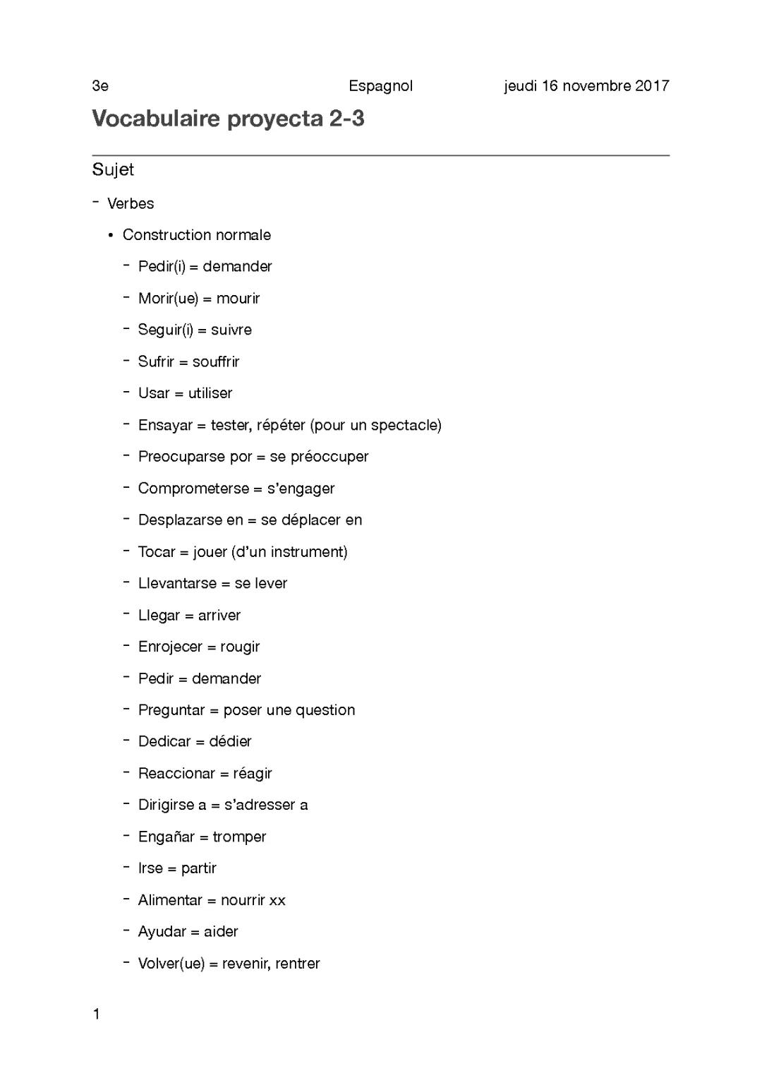 Vocabulaire - liste 2