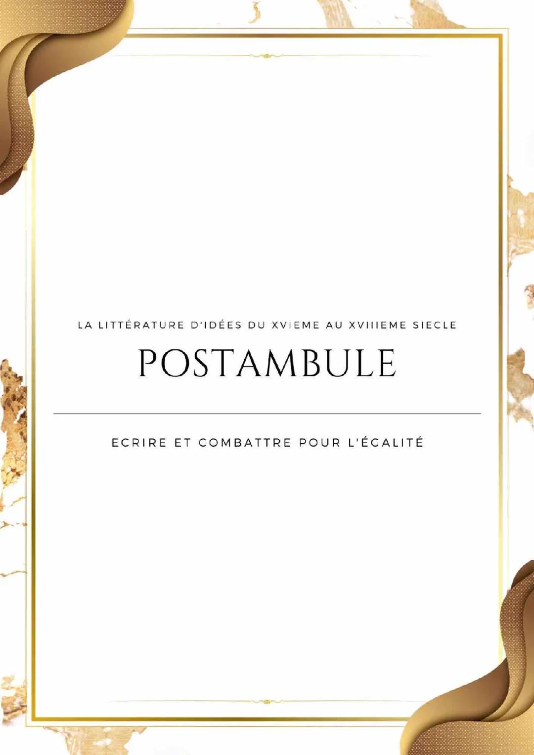 Lecture linéaire du postambule d’Olympe de Gouges