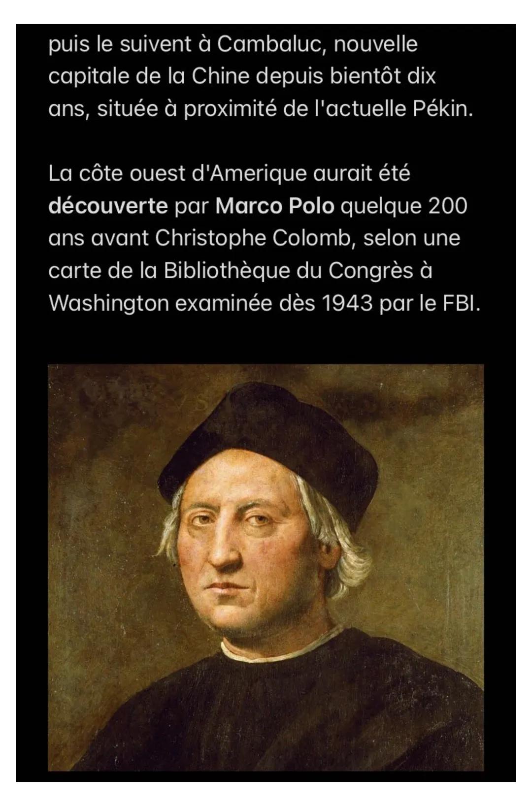 Marco Polo :
Marco Polo est né à Venise au XIIIe siècle.
Lorsqu'il a dix-sept ans, il entreprend un
long voyage en Asie avec son père et so