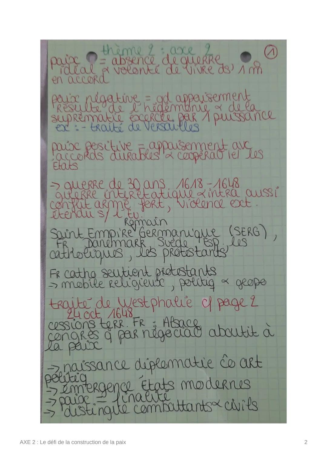 AXE 2 : Le défi de la
construction de la paix
AXE 2: Le défi de la construction de la paix
1 paix
thème 2 : axe 2
= absence de queRRe
ideal