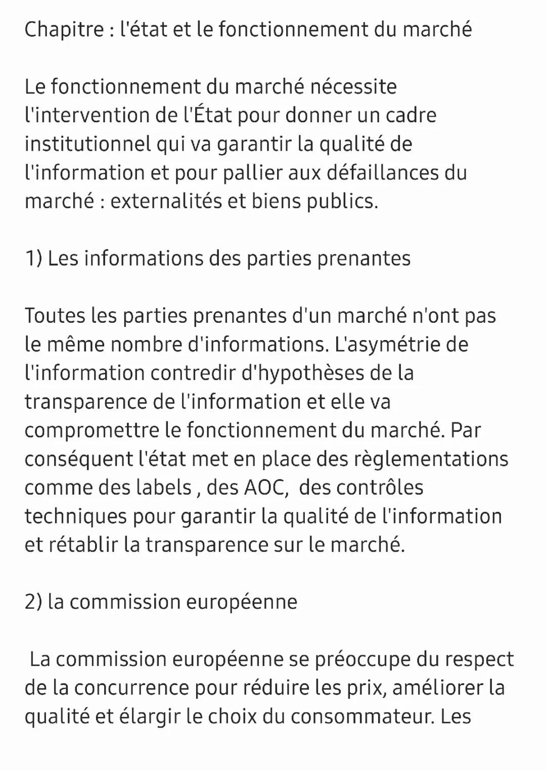 L'état et le fonctionnement du marché
