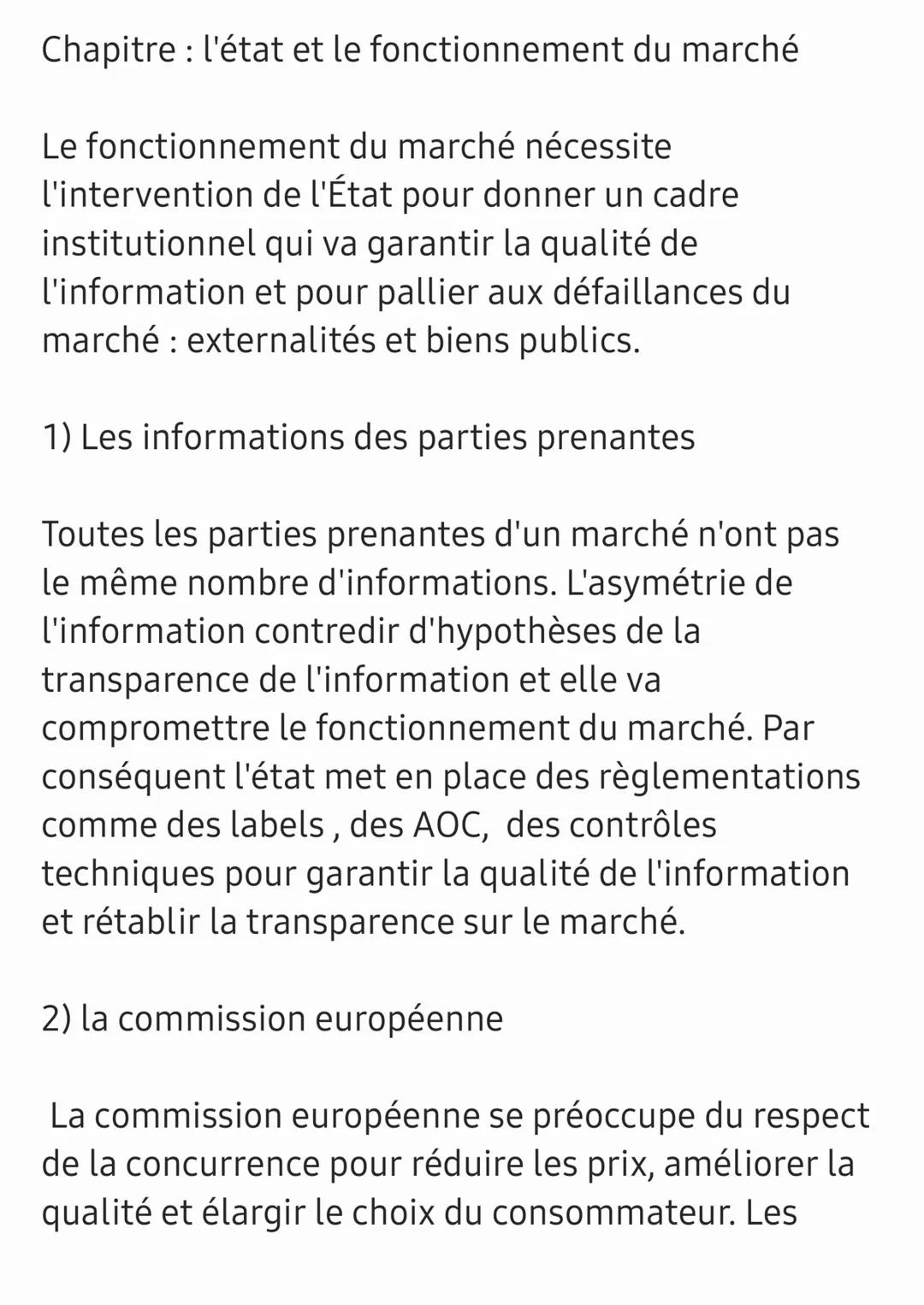 Chapitre : l'état et le fonctionnement du marché
Le fonctionnement du marché nécessite
l'intervention
institutionnel
de l'État pour donner u