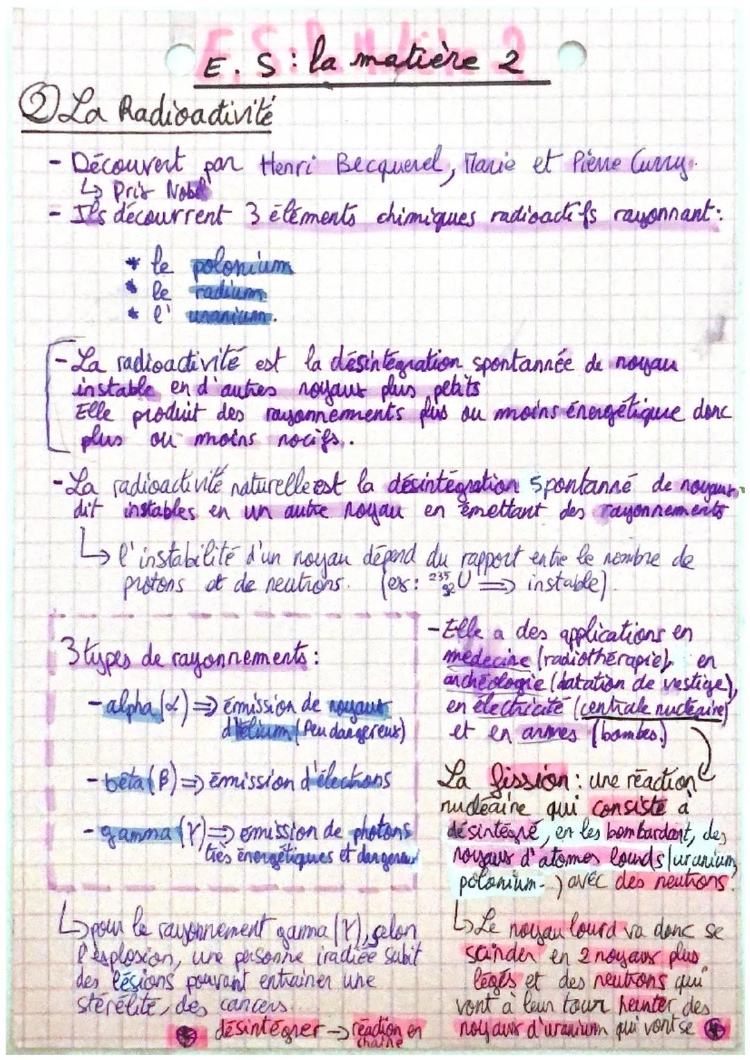 CE. Si la matière 2
La Radioadivité
Découvert par Henri Becquerel, Marie et Pierre Curry.
,
4 Pris Nobe
Ils décourrent 3 éléments chimiques