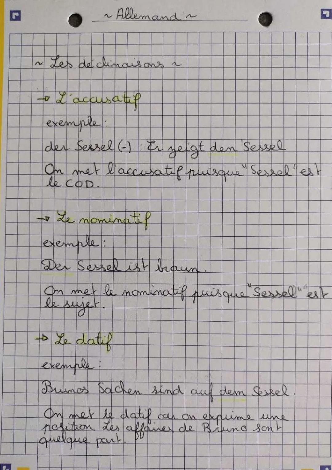 Les déclinaisons en Allemand