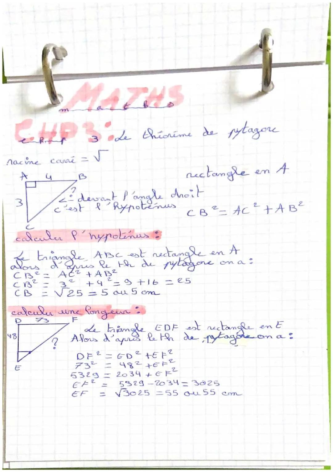 le théorème de pytagore
