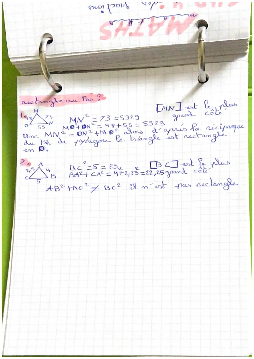 & MATHS
4
CUP
sette 3 ode thiorime de pytagore
nacine came =
A
3
4
48
B
E
√
CB² = AC² + AB²
CB² =
2
2
CB
<- devant l'angle droit
c'est l'hyp