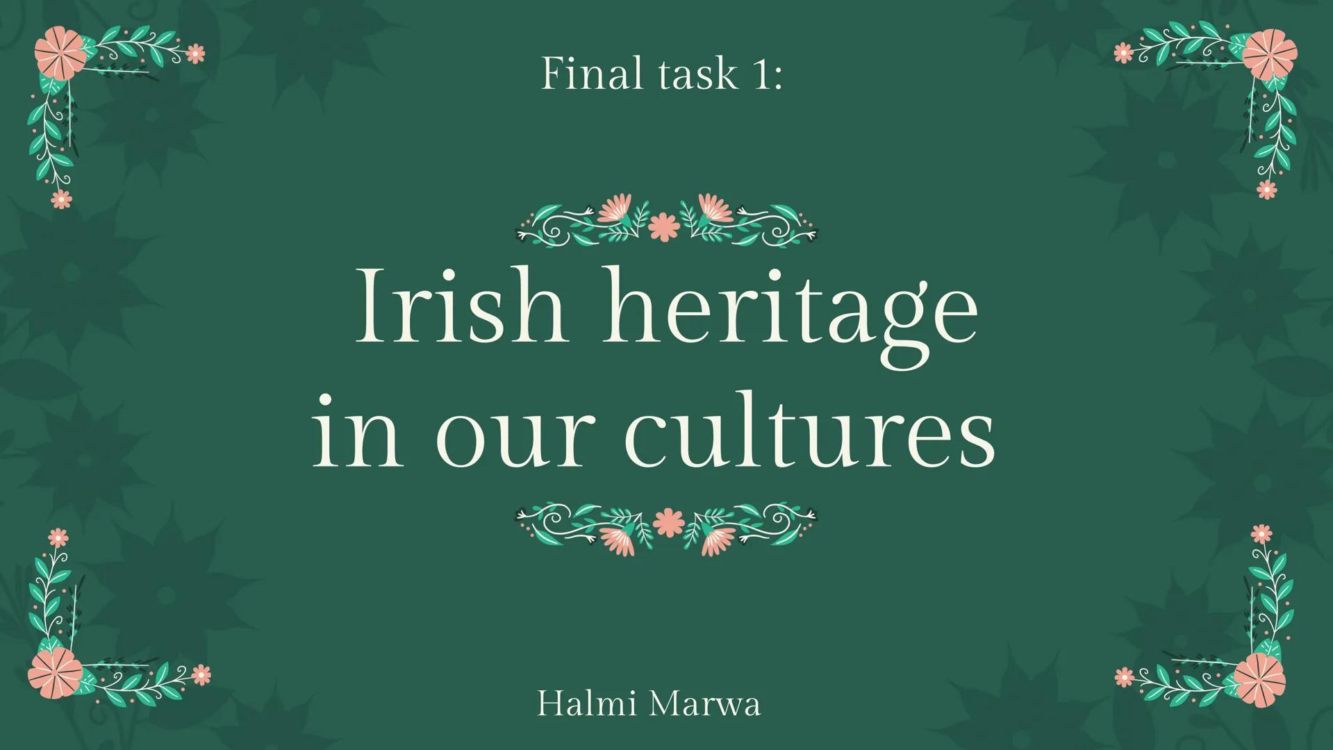 Final task 1:
Irish heritage
in our cultures
Halmi Marwa The murals of
Belfast
Contents
The History of
Murals in
Northern Ireland
Comment fr
