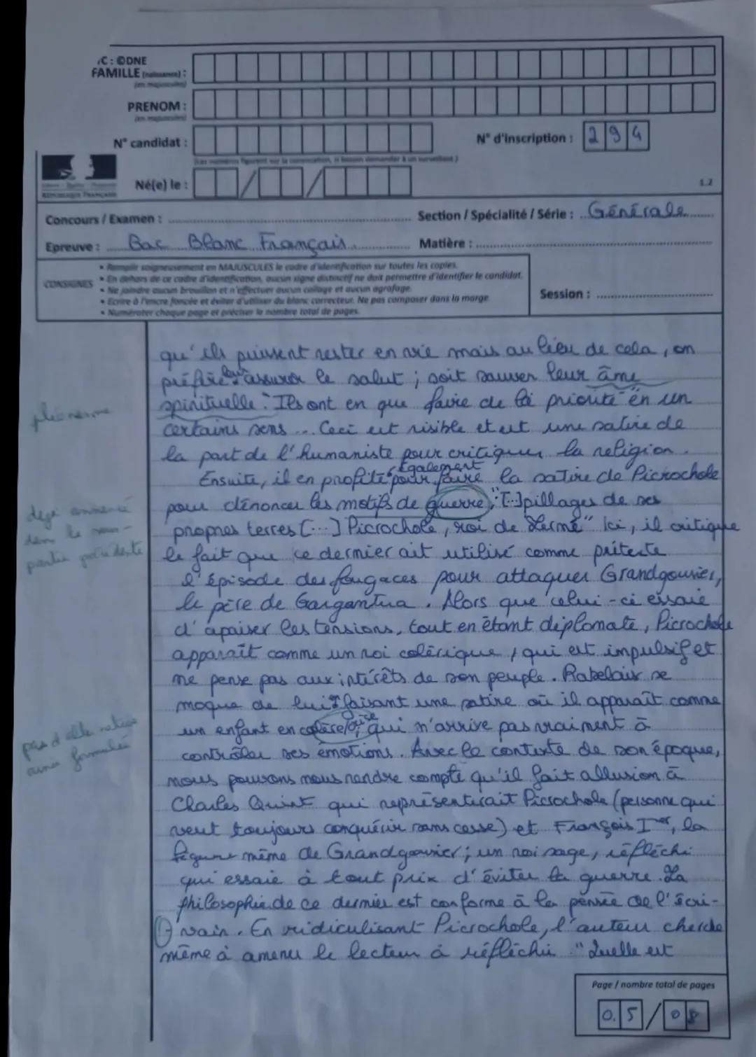 B- Dissertation (20 points)
Objet d'étude: La littérature d'idées du XVIème au XVIIIème siècle.
Vous traiterez le sujet de dissertation qui