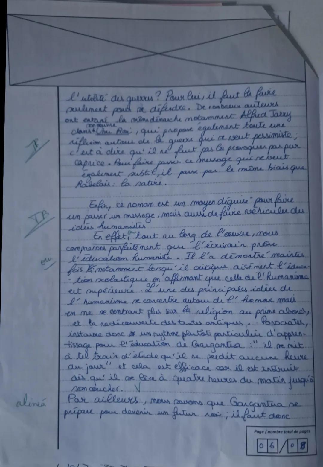B- Dissertation (20 points)
Objet d'étude: La littérature d'idées du XVIème au XVIIIème siècle.
Vous traiterez le sujet de dissertation qui