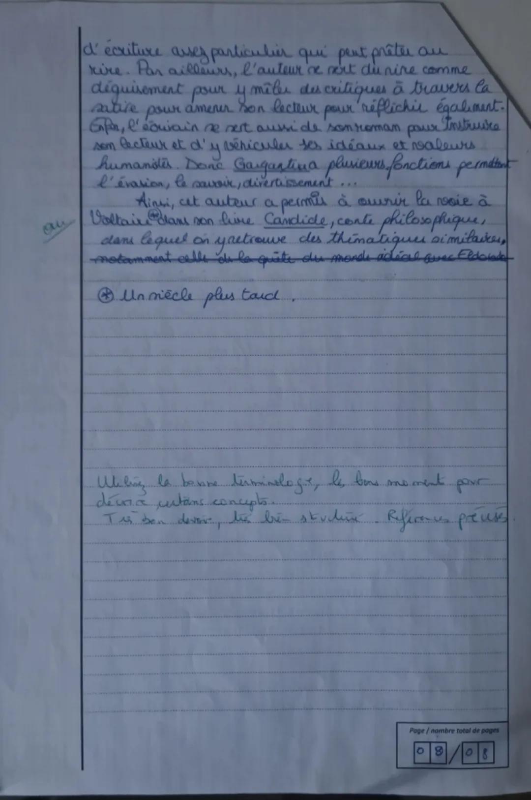 B- Dissertation (20 points)
Objet d'étude: La littérature d'idées du XVIème au XVIIIème siècle.
Vous traiterez le sujet de dissertation qui