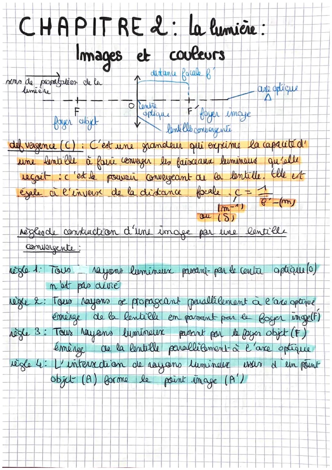 CHAPITRE 2: La lumière :
images et couleurs
synthix additive.
mecanimae. Toute coloration de la lumière peut être obtenue
on additionnant, d