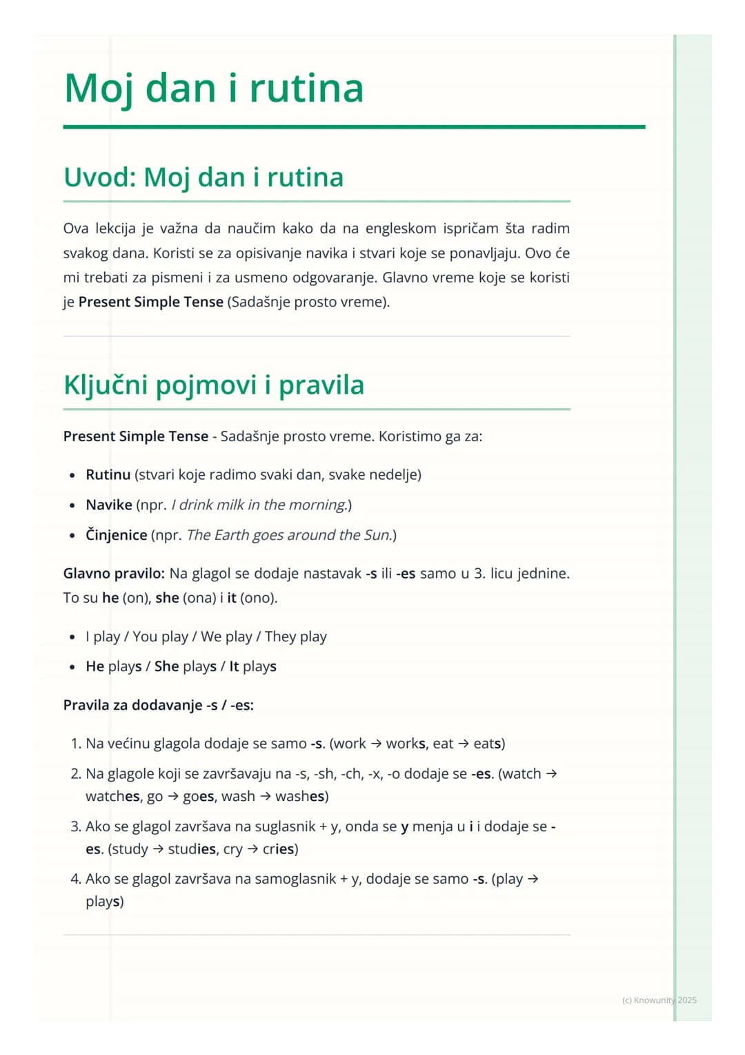 # Moj dan i rutina
## Uvod: Moj dan i rutina
Ova lekcija je važna da naučim kako da na engleskom ispričam šta radim
svakog dana. Koristi s