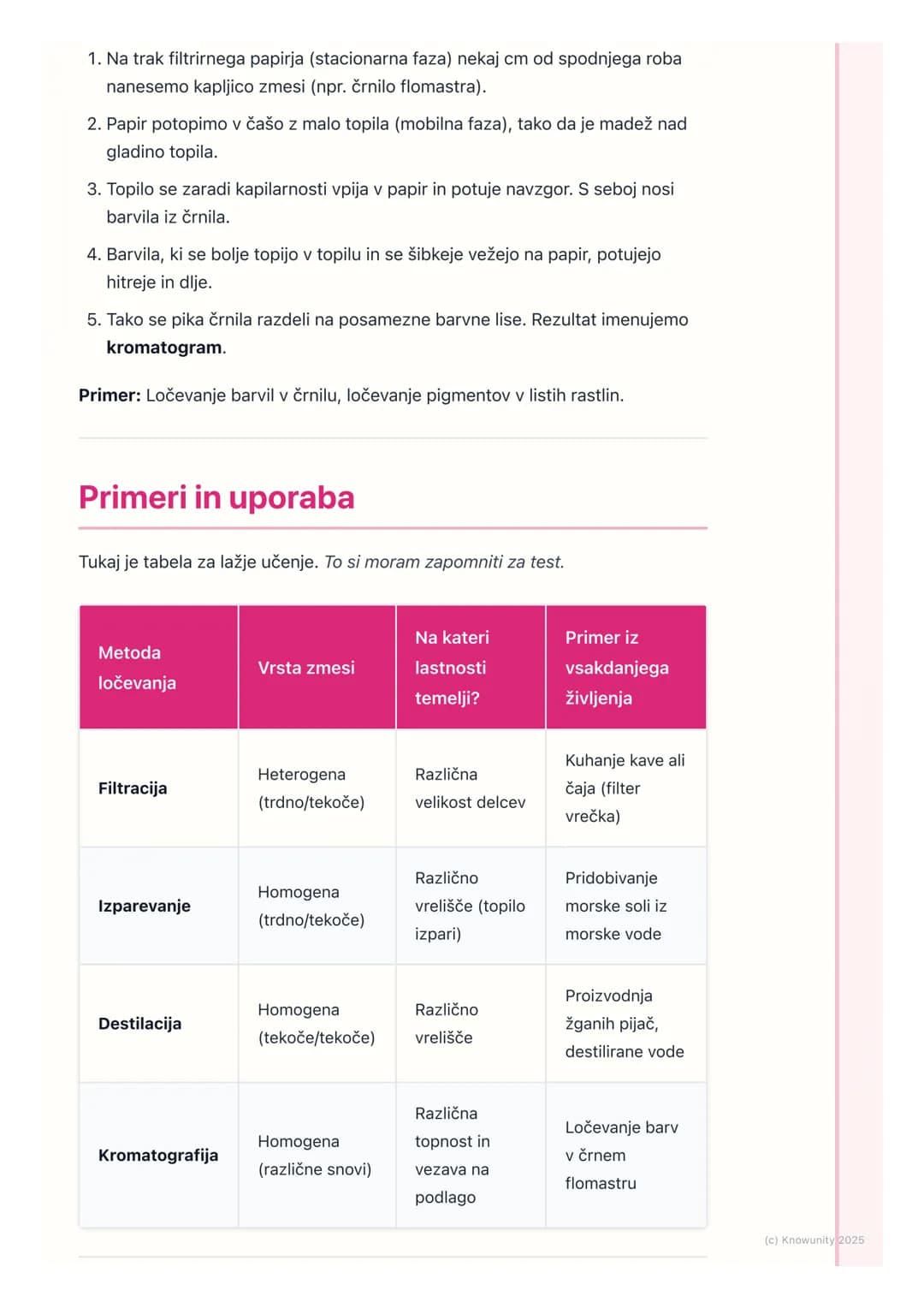 # Ločevanje zmesi
## Uvod v ločevanje zmesi
Zmesi so povsod okoli nas (zrak, morska voda, solata...). V kemiji pogosto
potrebujemo čiste s