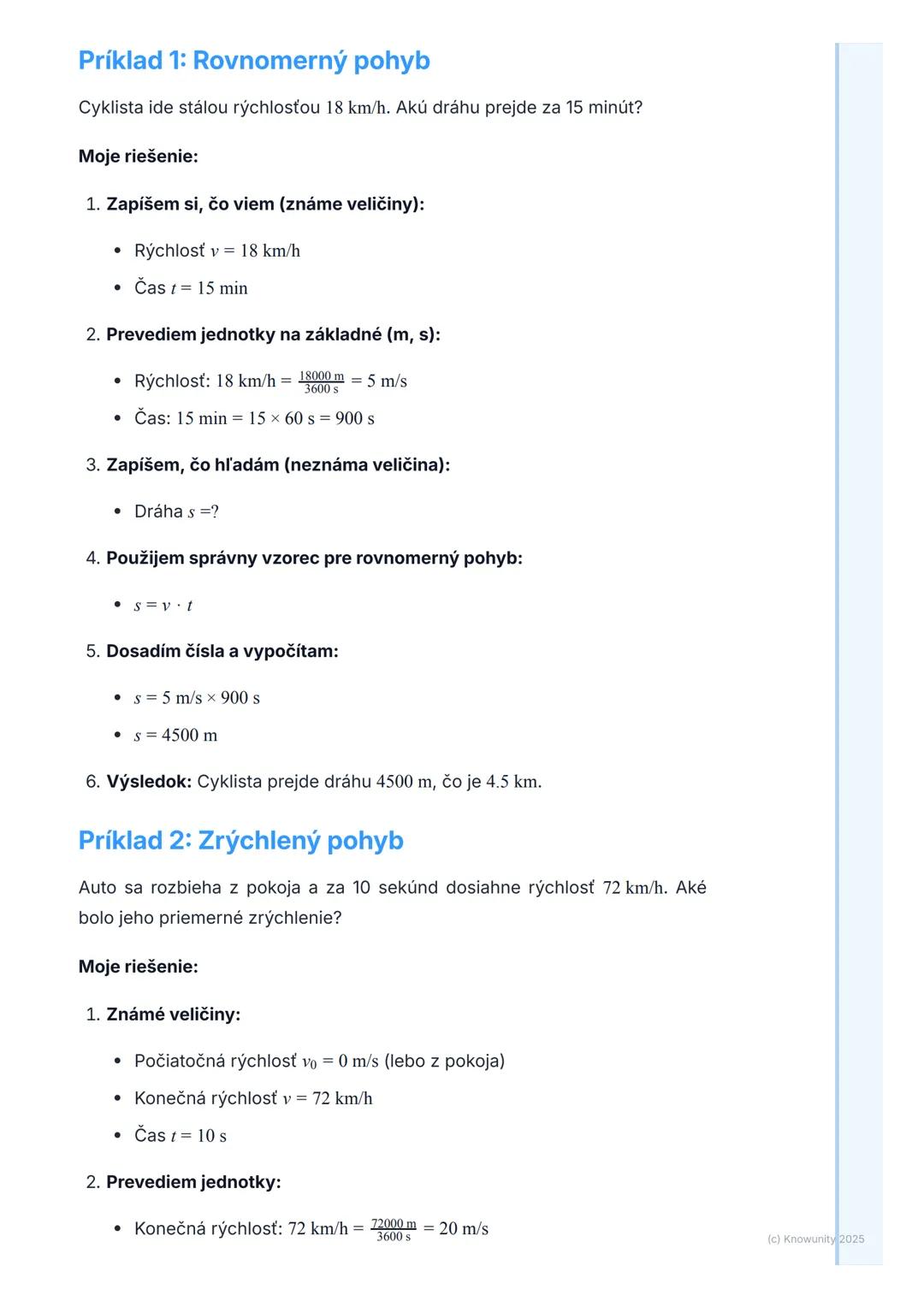 # Kinematika pohybu
## 1. Prehľad kinematiky pohybu
Kinematika pohybu je časť fyziky, ktorá sa zaoberá popisom pohybu telies.
To znamená,