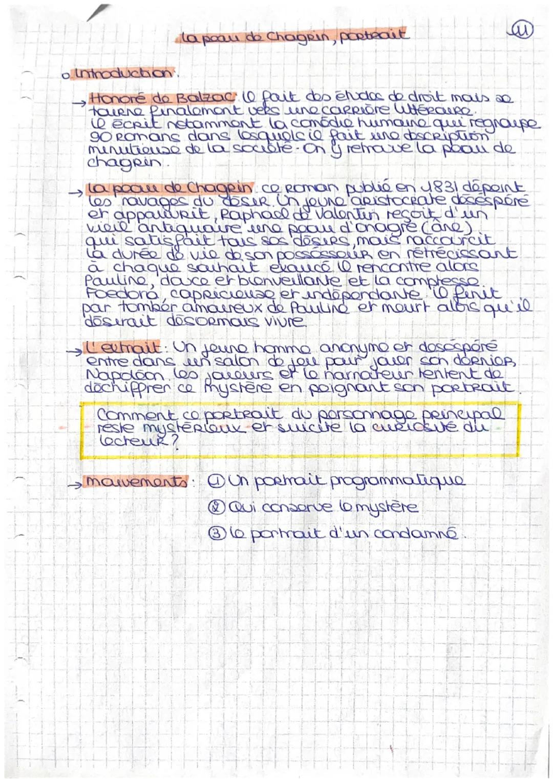 la poau de Chagrin, portrait
• Introduction.
→Honoré de Balzac o fait des études de droit mais se
tourne finalemont veks une carrière Utté