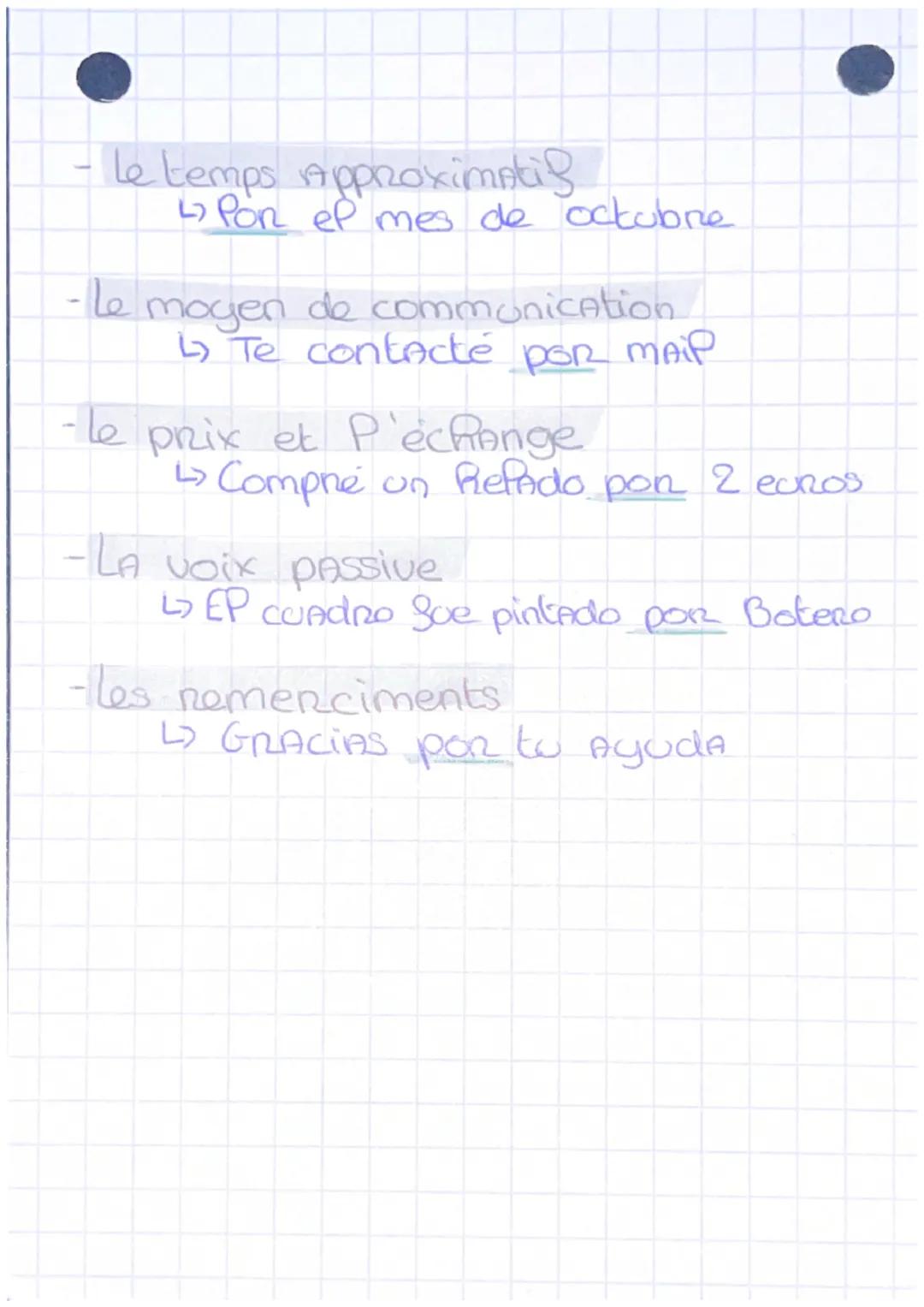 - Emppoi: POR/PARA
I-L'emploi de "PARA":
- Le bot
Hago esto PARA Ayudarte
- Le destinataine
↳ Este Pibro es PARA Pedro
- LA destinatio