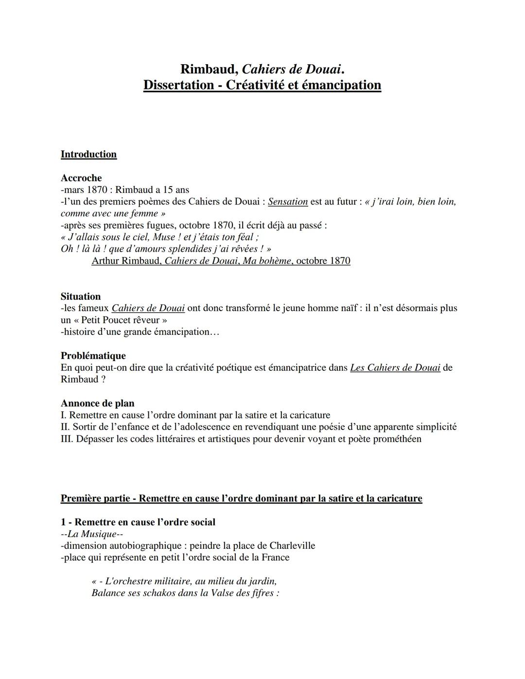 Cahiers de douai - Dissertation - Créativité et émancipation