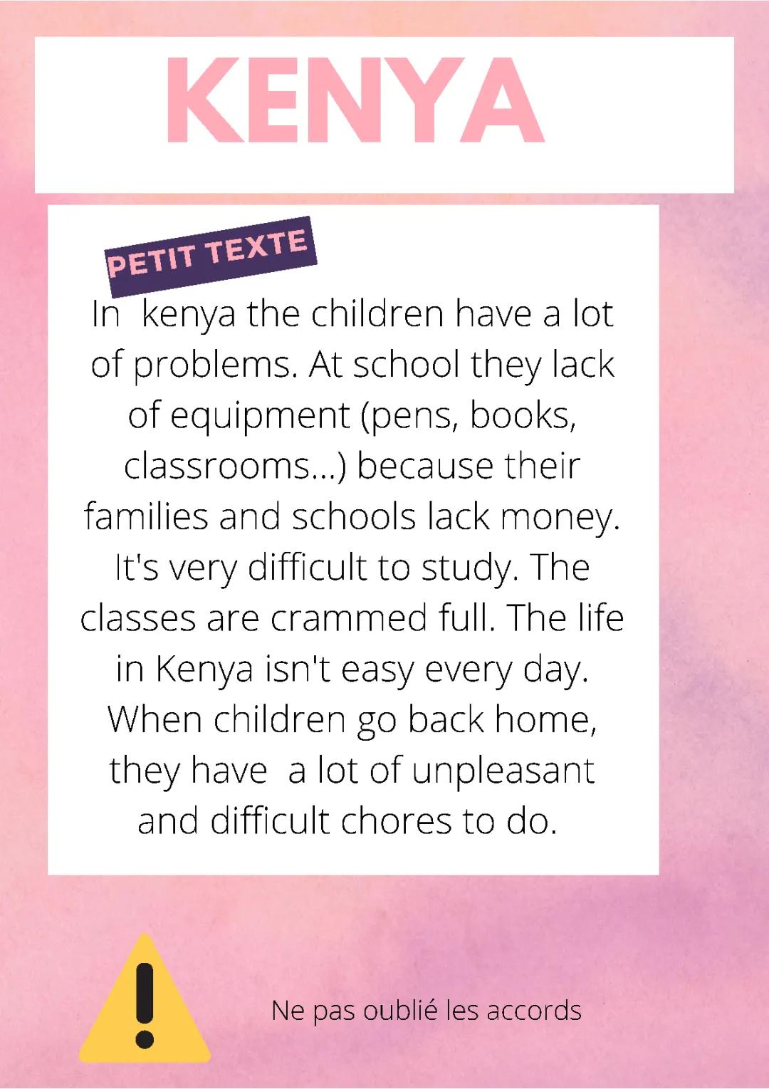 Anglais Texte sur le Kenya