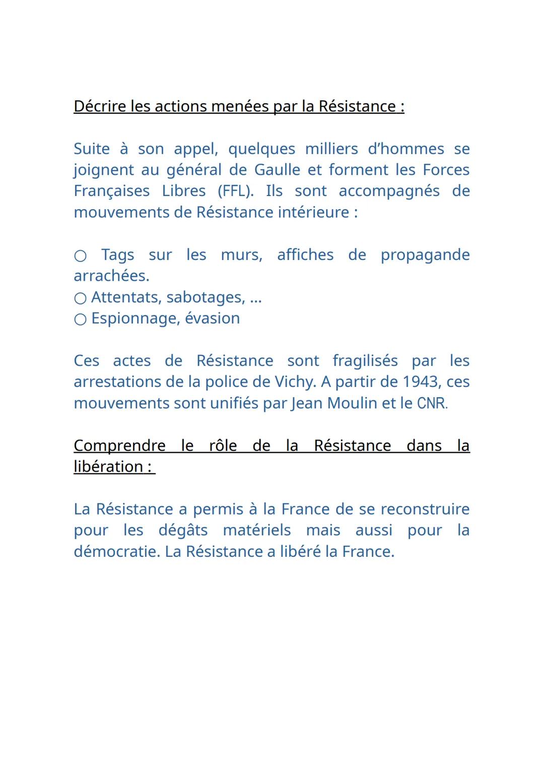 La France dans la Seconde Guerre Mondiale
Définitions:
France Libre: Nom donné à l'organisation de
Résistance extérieure fondée à Londres pa