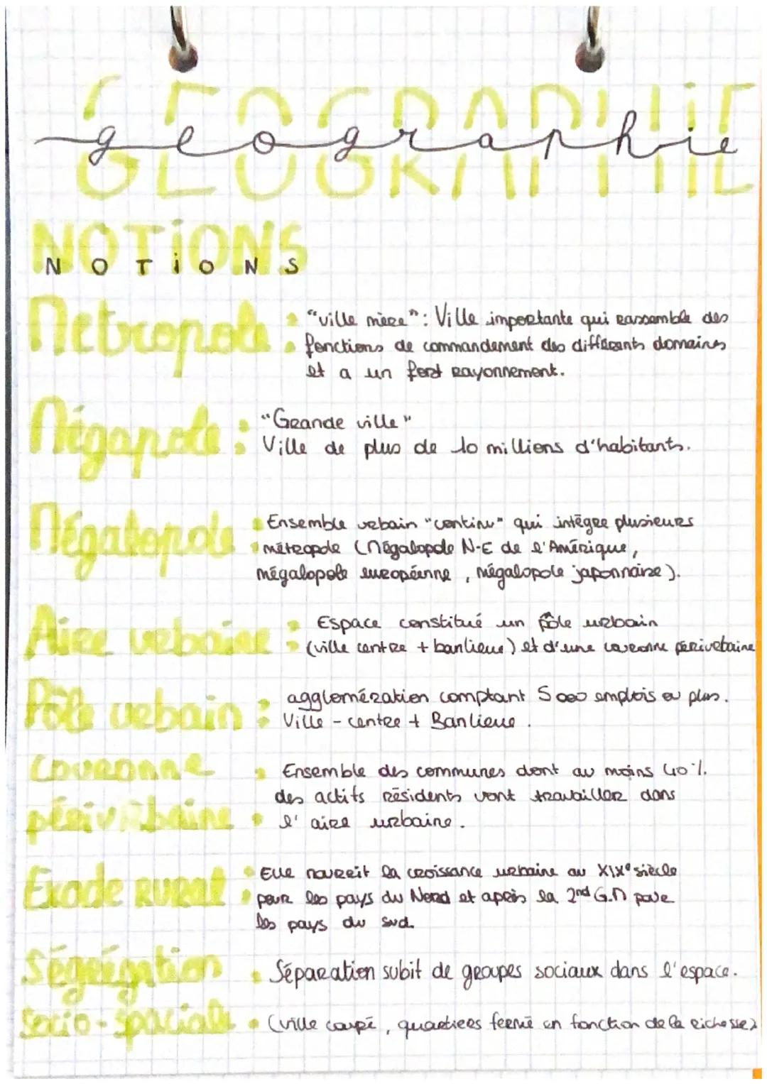 g
e
OLUOK
NOTIONS
Metropole
Négapole:
négatoros
Aire bebaine
Pole debain: agglomération comptant Scow smplois ou plas
centre + Ban lieve
cog