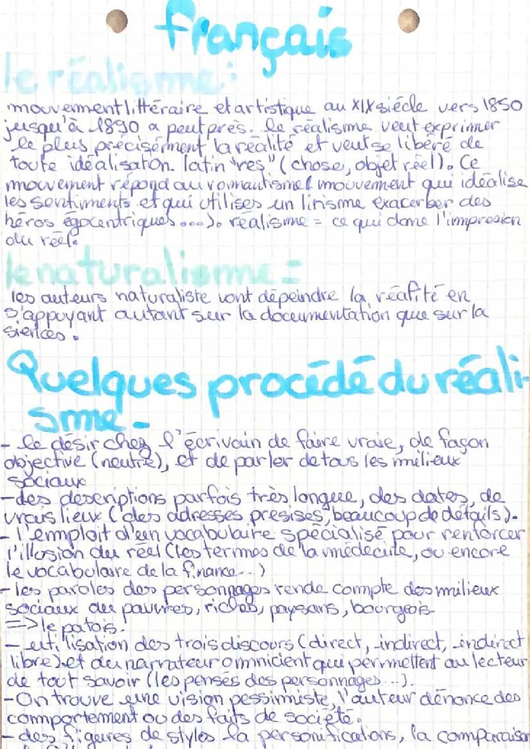 le réalisme et quelques procédés du réalisme