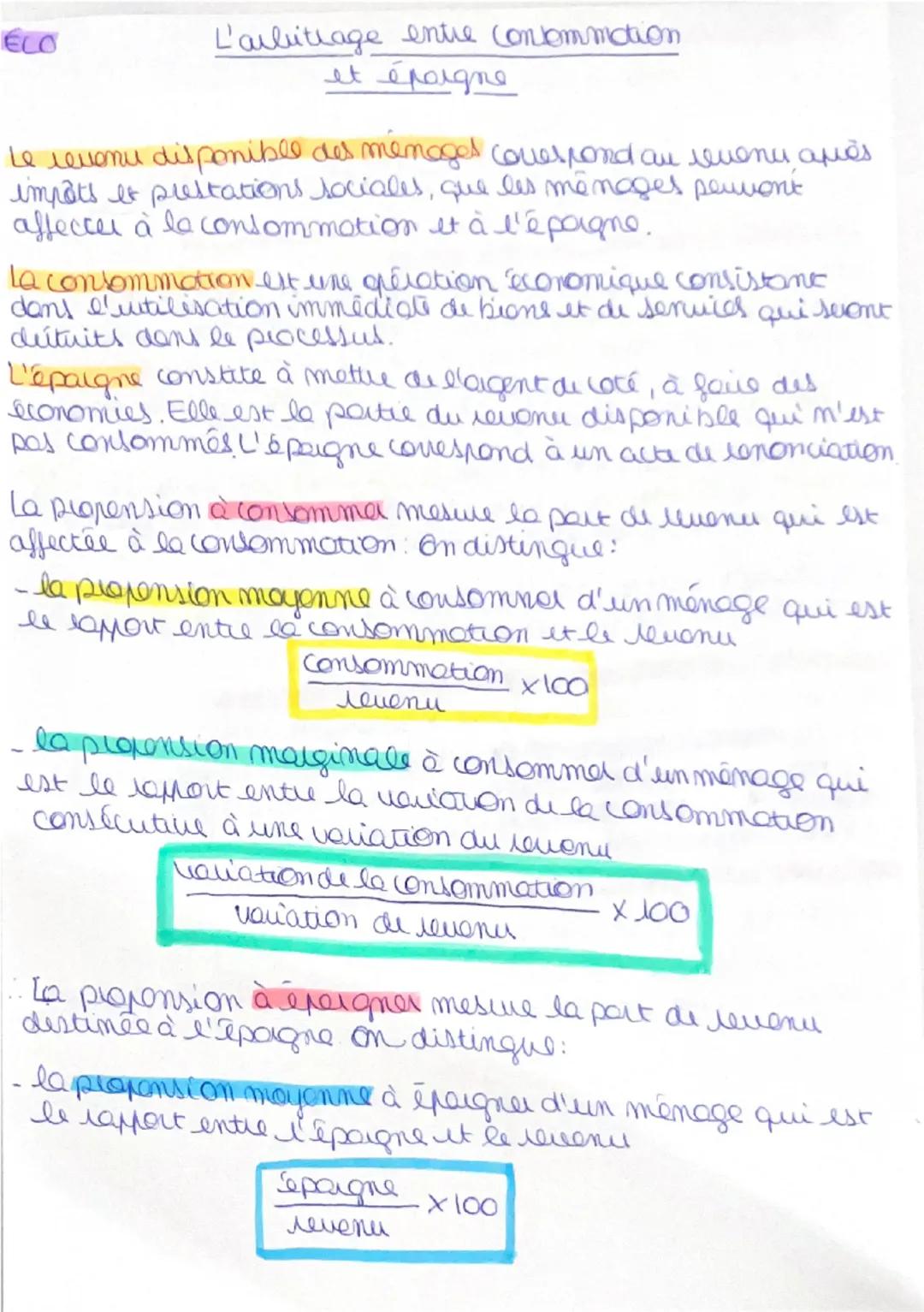 ELO
L'arbitrage entre consommation
et épargne
Le revenu disponible des ménagel covespond au revenu apές
impôts es prestations sociales, qu