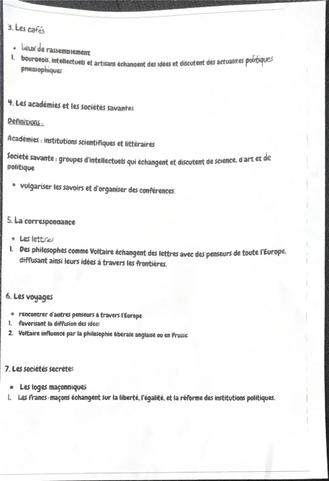 # Histoire
Les lumières au XVIIIe siècle
1. Contexte historique
Marquees par
* une montée des idées de réforme politique, économique e