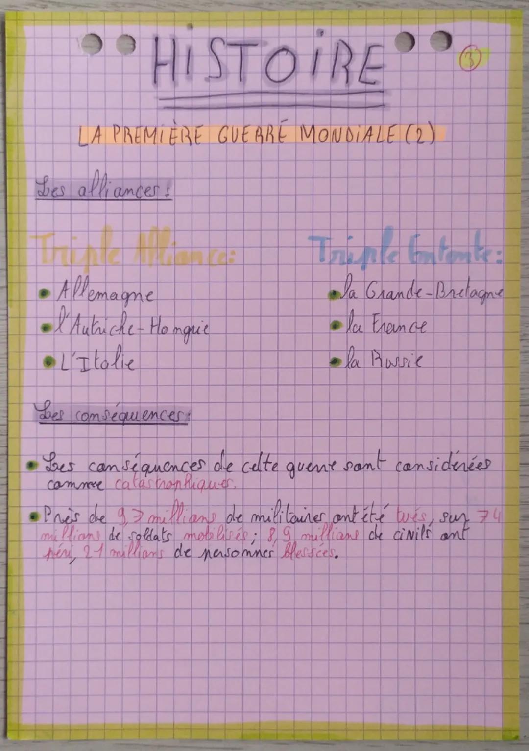 .
O
A
••HISTOIRE
LA PREMIERE GUERRE MONDIALE
Definitions:
Tranchées: formis neusés dans be sol roon motéger bee
soldats des différents bombe