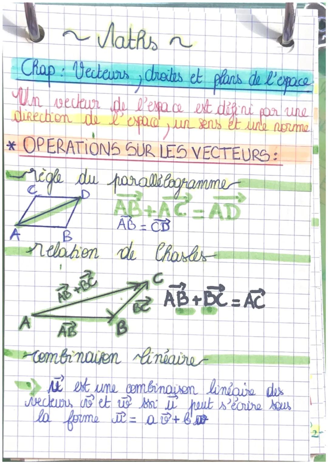 ~Maths~
Chap: Vecteurs, droites et plans de l'espace
Un vecteur de l'espace ext defini
direction de l'opace, un seus et ude verme
* OPERA