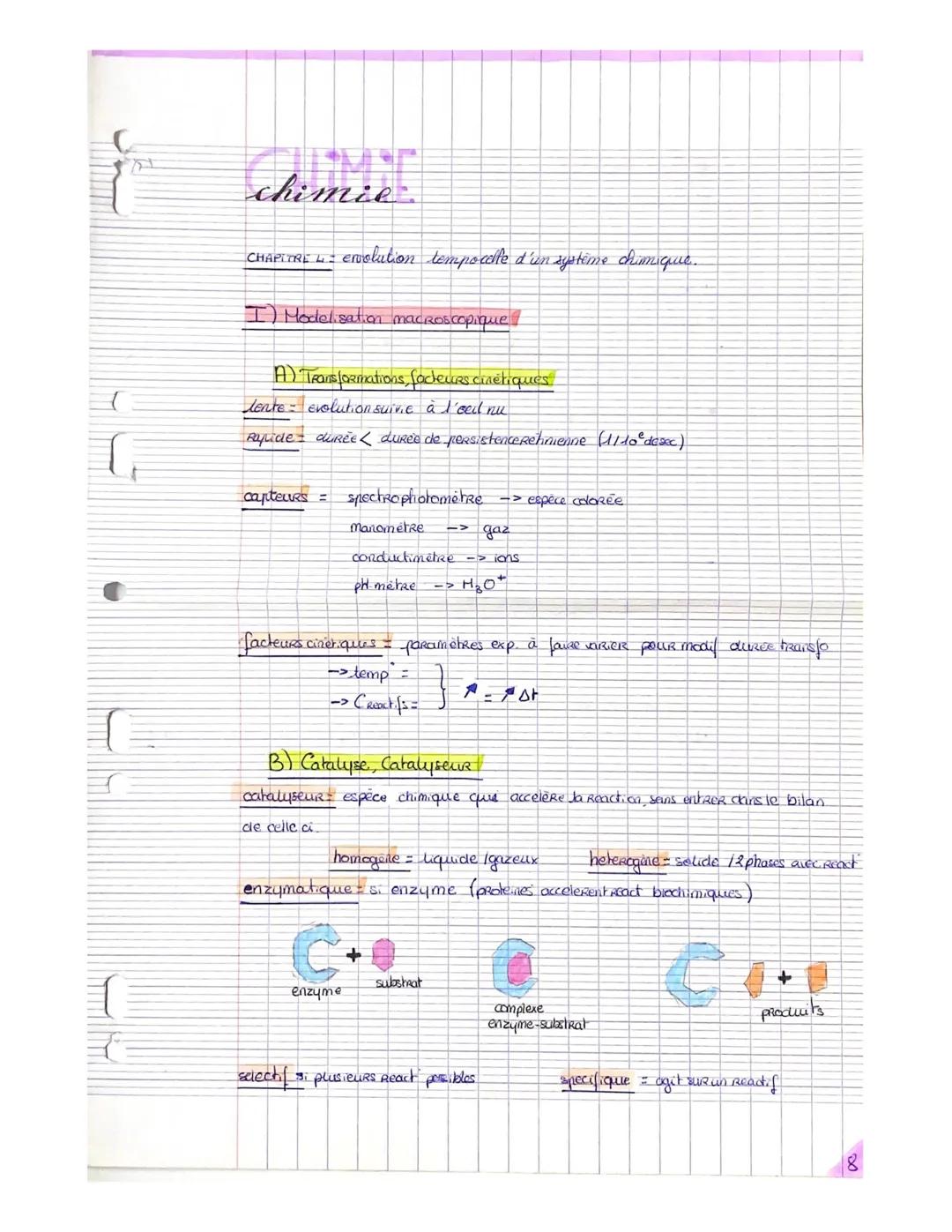 (
T
chimie
CHAPITRE L envolution tempocelle d'un système chimique.
I) Modelisation macroscopique
A) Transformations, facteurs cinétiques
len