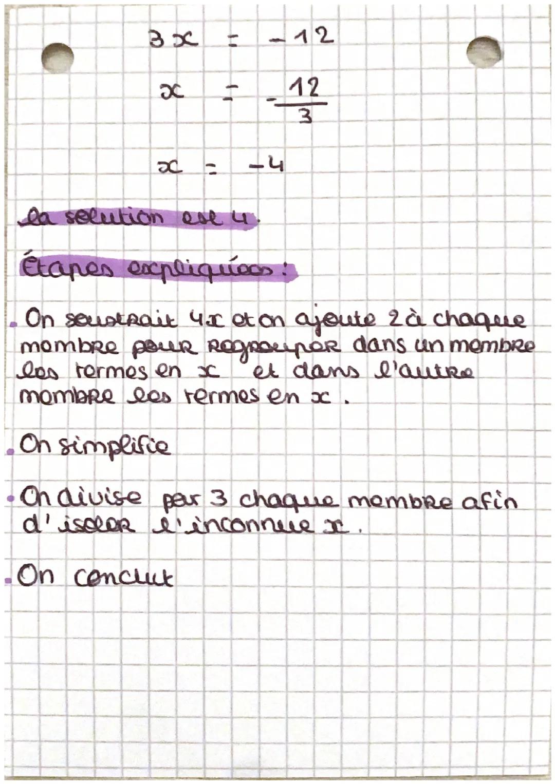 # MATHS
Équations
o une galité comportare un nombre inconnu
= équation
o Résoudre une équation, déterminer les
valours de l'inconnue qui r