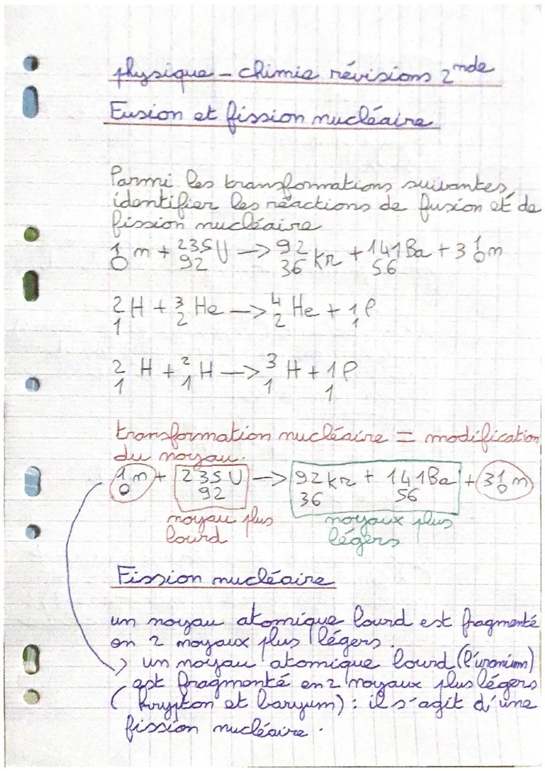 0
physique - chimie révision 2
Fusion et fission nucléaire
Parmi les transformations suivantes,
identifier les reactions de fusion et de
fis