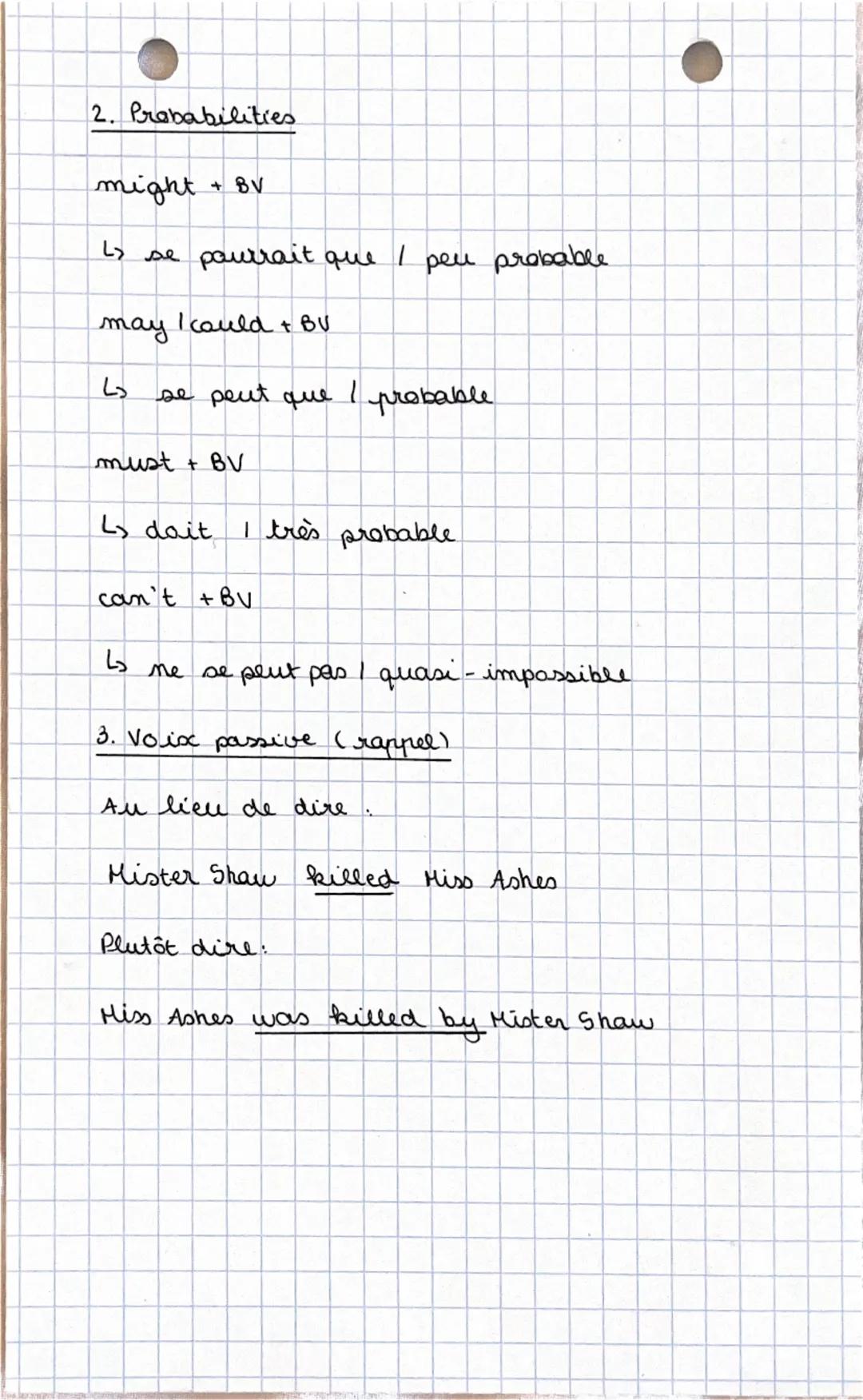 # ENGLISH Q
CIS FOR CLUES!
I-Vocabulary
a murder un meurtre
a murderer = un meurtrier
a killer un tueur
=
a suspect = un suspect
a wi