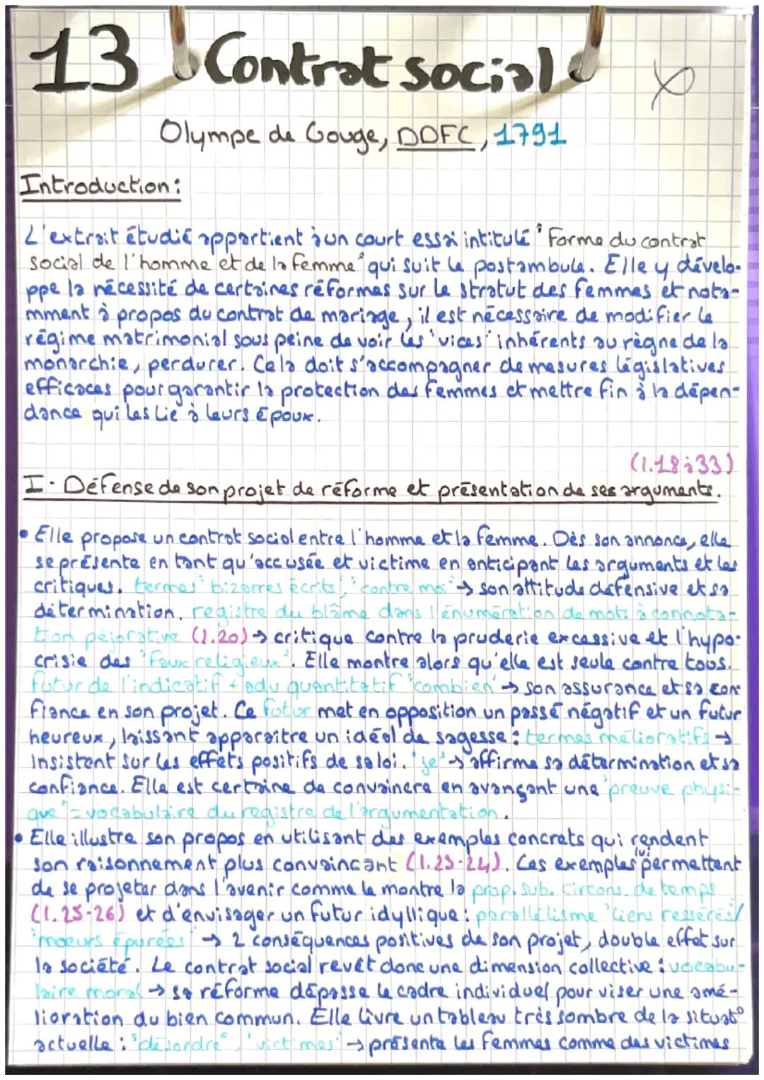 Analyse linéaire contrat social DDFC