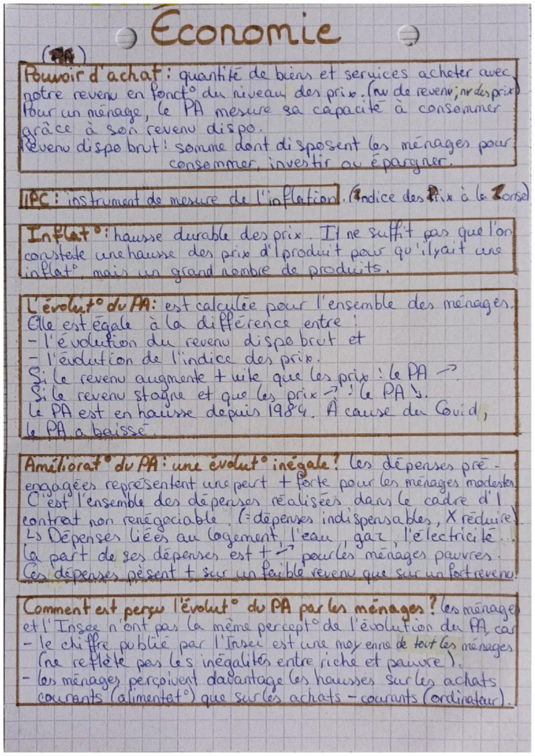 Economie
O
Q
(26
Pouvoir d'achat: quantité de biens et services acheter avec
notre revenu en fonct du niveau des prix. (nu de revenu; nr des