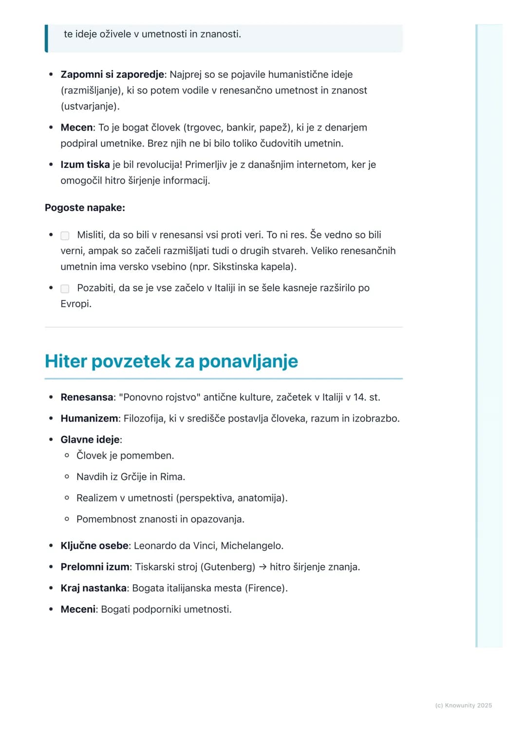 # Kaj sta renesansa in
humanizem
Uvod: nov pogled na svet
Po srednjem veku, ko je bila vera najpomembnejša, so ljudje začeli razmišljati
d
